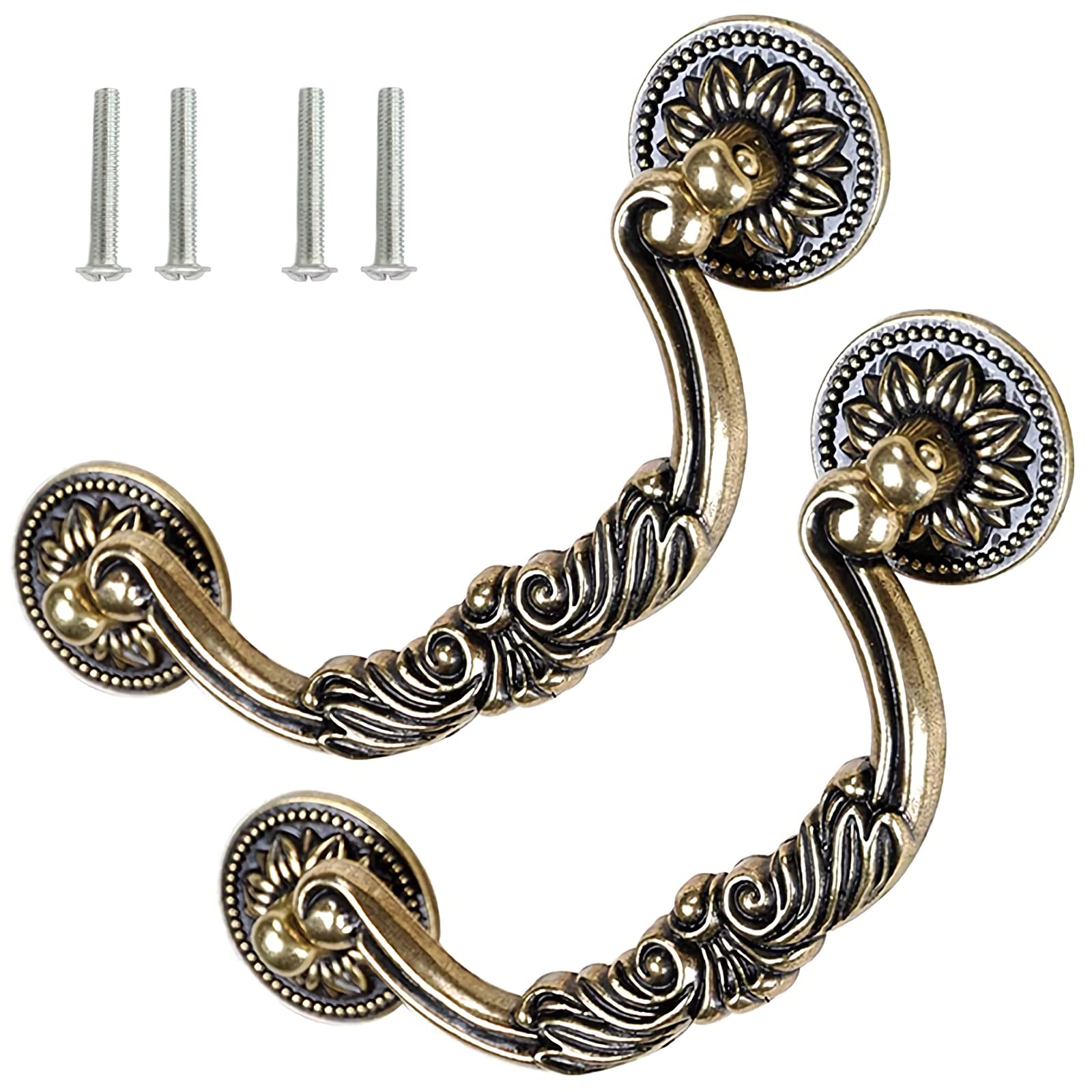 HASTHIP Vintage Metal Door Knob, 5 inches/128 mm Pitch, Drawer Pulls Handles Antique Bronze Kitchen Cabinet Drop Bail Pulls Handles for Closet, Kitchen Cabinet,Drawer,Dresser,Bedside Drawer (2PCS) HASTHIP Vintage Metal Door Knob, 5 inches/128 mm Pitch, Drawer Pulls Handles Antique Bronze Kitchen Cabinet Drop Bail Pulls Handles for Closet, Kitchen Cabinet,Drawer,Dresser,Bedside Drawer (2PCS)
